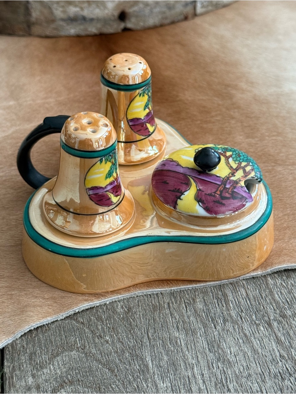Vintage Noritake Lusterware Condiment Set Japan